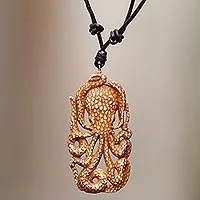 Bone pendant necklace, Bali Octopus