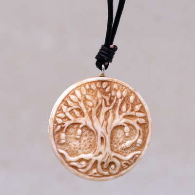 Bone pendant necklace, Sacred Tree