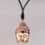 Bone pendant necklace, 'Buddha Head I' - Buddha Pendant Necklace in Carved Bone with Leather Cords (image p255852) thumbail