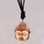 Bone pendant necklace, 'Buddha Head II' - Buddha Head Necklace in Carved Cow Bone and Leather (image 2) thumbail