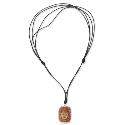 collar con colgante de hueso - Collar con colgante de hueso artesanal de cabeza de Buda