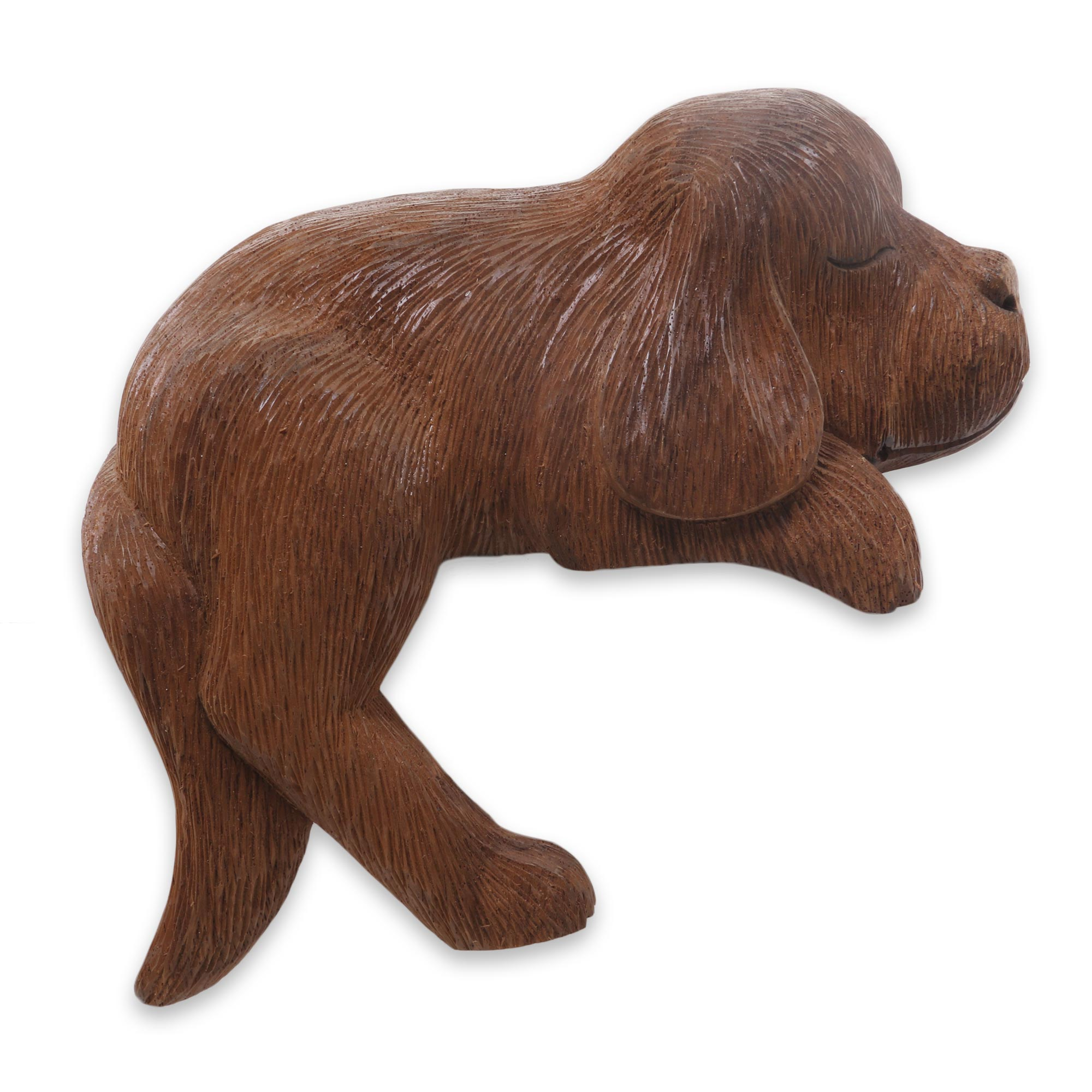 Sleepy Cocker Spaniel Puppy Sculpture Hand Carved in Wood - Long-Haired ...