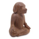 Wood sculpture, 'Yoga Beagle' - Artisan Hand Carved Wood Beagle in Yoga Pose Sculpture