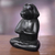 Wood sculpture, 'Meditating Black Puppy' - Wood Sculpture of Black Puppy Dog in Meditation Pose (image 2) thumbail