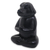 Wood sculpture, 'Meditating Black Puppy' - Wood Sculpture of Black Puppy Dog in Meditation Pose (image 2c) thumbail