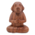 Wood sculpture, 'Meditating Puppy' - Brown Wood Puppy Sculpture in Whimsical Yoga Pose thumbail