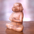 Wood sculpture, 'Meditating Puppy' - Brown Wood Puppy Sculpture in Whimsical Yoga Pose (image 2b) thumbail