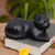 Wood sculpture, 'Stay Calm Black Cat' - Artisan Crafted Black Cat Sculpture from Indonesia thumbail