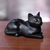 Wood sculpture, 'Stay Calm Black Cat' - Artisan Crafted Black Cat Sculpture from Indonesia (image 2b) thumbail