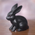 Wood sculpture, 'Cute Black Rabbit' - Adorable Black Bunny Sculpture Hand Carved in Suar Wood (image 2) thumbail