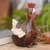 Holzstatuette - Handgeschnitzte Hühnerskulptur aus braunem Holz