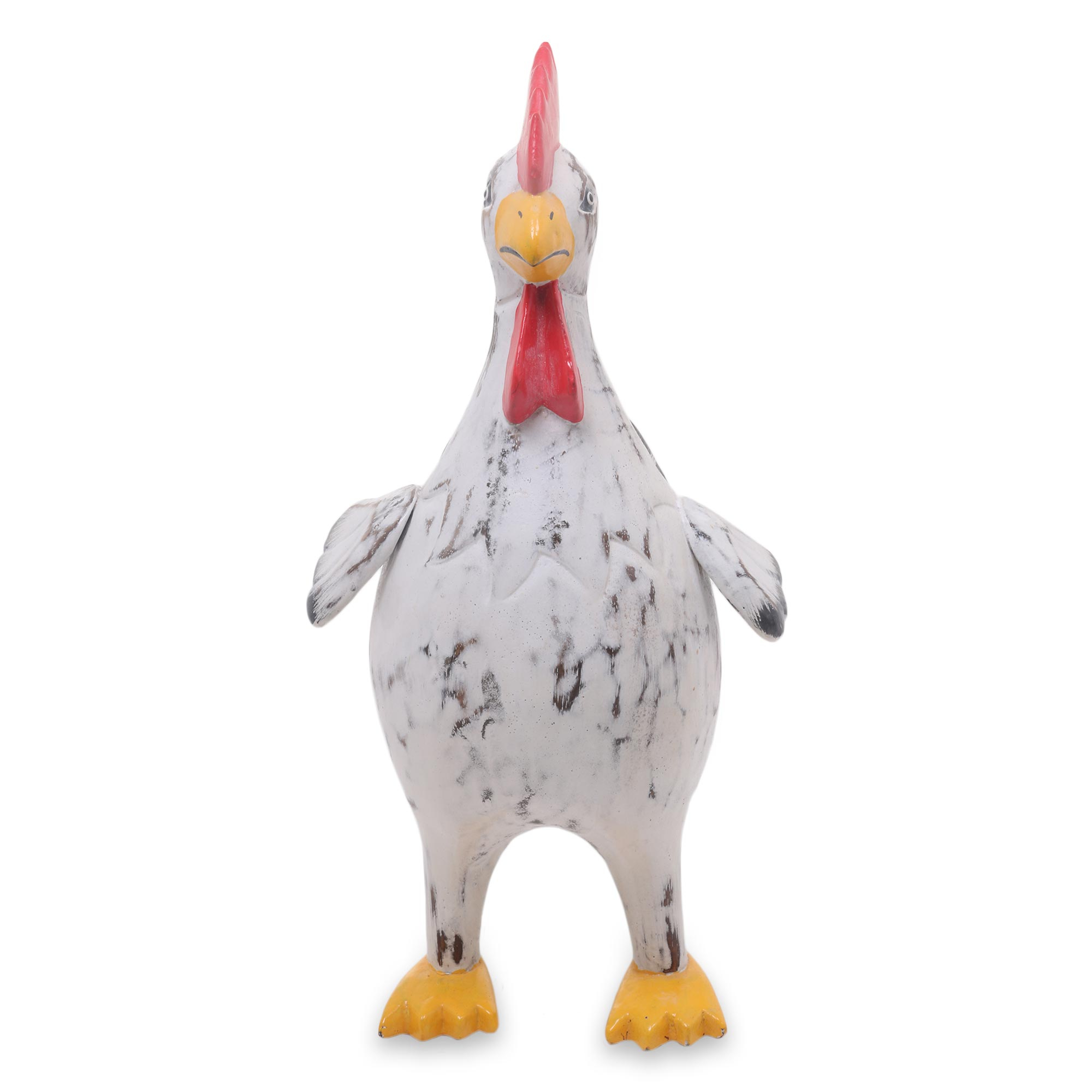 wooden rooster statue