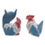 Estatuillas de madera, (par) - Estatuillas de pollo de colores talladas a mano rústicas (par)