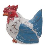 Wood statuettes, 'Chicken Gossip' (pair) - Rustic Hand Carved Colorful Chicken Statuettes (Pair)