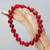 Stretcharmband aus Achatperlen, 'Sanur Cherry - Facettiertes Stretch-Armband aus rotem Achat mit Perlen für Frauen