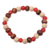 Beaded stretch bracelet, 'Red Connection' - Beaded Stretch Bracelet with Ceramic and Wood Beads (image 2a) thumbail