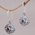 Gold accented garnet dangle earrings, 'Gardenia' - Sterling Silver and 18k Gold Dangle Earrings with Garnets (image 2) thumbail