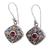 Gold accented garnet dangle earrings, 'Gardenia' - Sterling Silver and 18k Gold Dangle Earrings with Garnets thumbail
