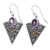 Gold accented amethyst dangle earrings, 'Miracle' - Sterling Silver Dangle Earrings with 24K Gold Plate Accents  (image 2a) thumbail