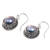 Cultured pearl dangle earrings, 'Shadow' - Sterling Silver Dangle Earrings with Natural Peacock Pearls (image 2b) thumbail