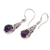 Amethyst dangle earrings, 'Sprout' - Amethyst Cabochon Earrings in Sterling Silver Settings (image 2c) thumbail