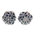 Sterling silver button earrings, 'Daisy' - Hexagonal Sterling Silver Button Earrings with Daisy Motif thumbail