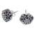 Sterling silver button earrings, 'Daisy' - Hexagonal Sterling Silver Button Earrings with Daisy Motif (image 2b) thumbail
