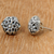 Sterling silver button earrings, 'Daisy' - Hexagonal Sterling Silver Button Earrings with Daisy Motif (image 2c) thumbail