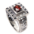 Garnet cocktail ring, 'Ayung Terraces' - Artisan Crafted Engraved Sterling Silver and Garnet Ring (image 2b) thumbail