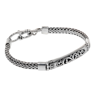 Sterling silver pendant bracelet, 'Fern Grotto' - Stylized Fern Design Sterling Silver 925 Pendant Bracelet