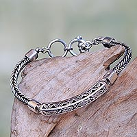 Sterling silver pendant bracelet, 'Bali Bagus'