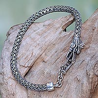 Sterling silver chain bracelet, 'Dragon Tale'