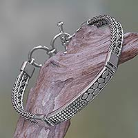 Sterling silver pendant bracelet, 'Tukad Unda' - Artisan Crafted 925 Sterling Silver Bracelet NOVICA Bali