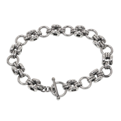 Sterling silver link bracelet, 'Cycle' - Artisan Crafted Sterling Silver Link Bracelet from Bali