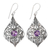 Amethyst dangle earrings, 'Shine On' - Balinese Style Amethyst and Sterling Silver Dangle Earrings thumbail