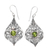 Peridot dangle earrings, 'Shine On' - Lacy Sterling Silver Dangle Earrings with Peridot Gems thumbail