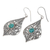 Sterling silver dangle earrings, 'Shine On' - Lacy 925 Silver Dangle Earrings with Reconstituted Turquoise (image 2b) thumbail