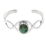 Sterling silver cuff bracelet, 'DNA' - Sterling Silver and Reconstituted Turquoise Cuff Bracelet
