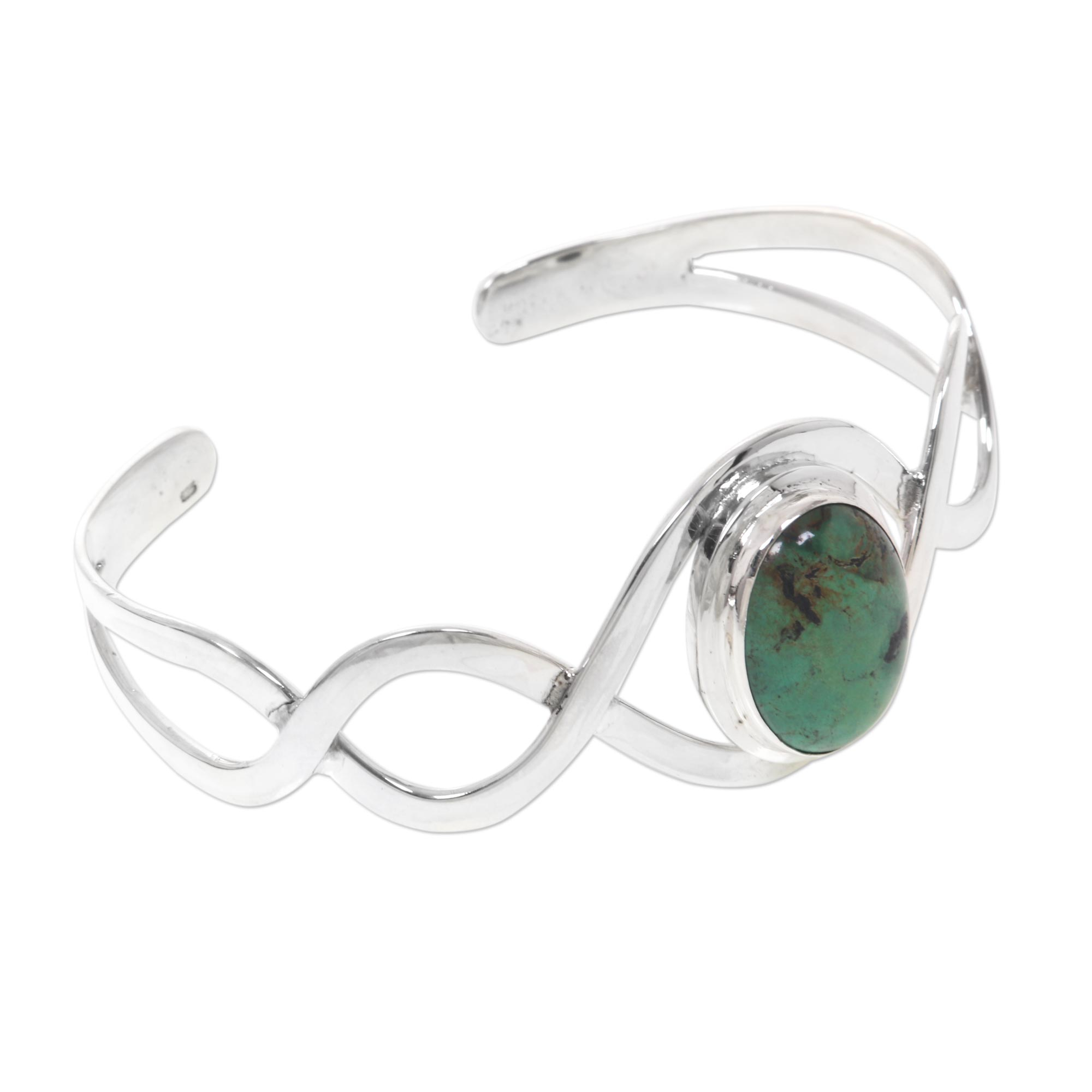 Sterling Silver and Reconstituted Turquoise Cuff Bracelet - DNA | NOVICA