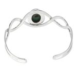 Sterling silver cuff bracelet, 'DNA' - Sterling Silver and Reconstituted Turquoise Cuff Bracelet