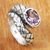 Amethyst ring, 'Snake Tail' - Amethyst and Sterling Silver Cocktail Ring with Snake Motif