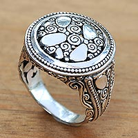 Sterling silver cocktail ring, 'River Stones'