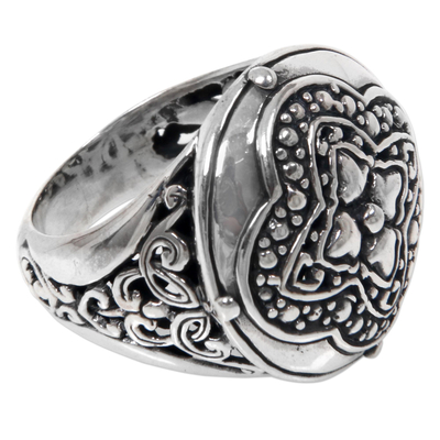 Balinese Style Domed Cocktail Ring in Sterling Silver - Lotus Leaves ...