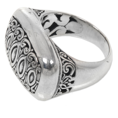 Artisan Crafted Sterling Silver Engraved Signet Ring - Royal Geometric ...