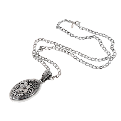 Collar colgante de plata esterlina - Collar con colgante de plata de ley con motivo de flor de hibisco