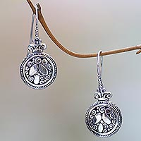 Sterling silver dangle earrings, 'River Stones'