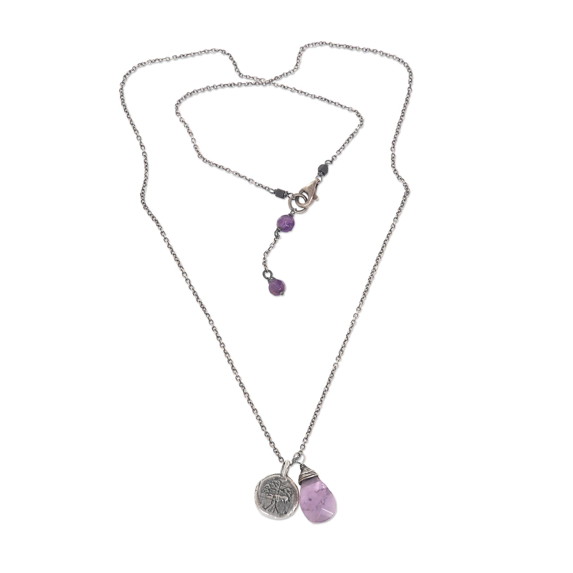 Sterling Silver Buddhism Banyan Tree Necklace with Amethyst - Inspiring ...