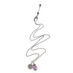 Amethyst pendant necklace, 'Inspiring Banyan Tree' - Sterling Silver Buddhism Banyan Tree Necklace with Amethyst