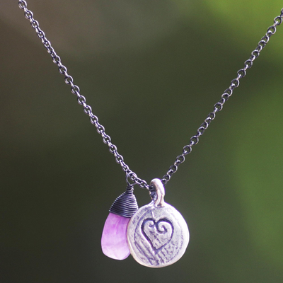 Amethyst heart necklace, Inspiring Heart