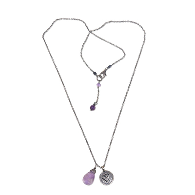 Amethyst and 925 Sterling Silver Necklace Heart Jewelry